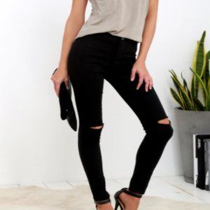 Lulus Practice Makes Perfect BLK High Waist Skinny
